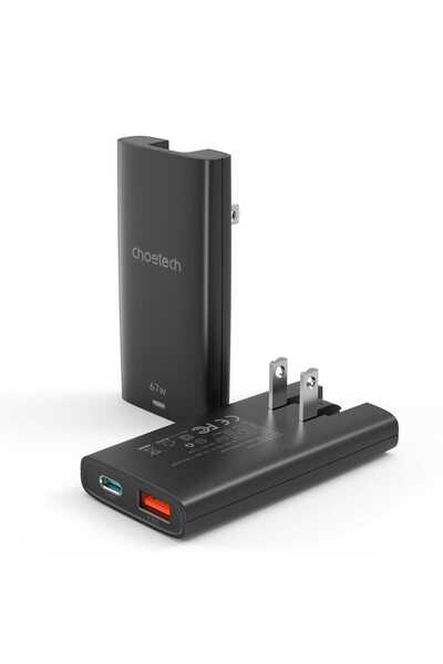 CHOETECH 67W GaN Dual-Port Wall Charger, Black, PD6011