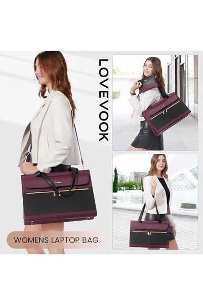 GENERAL 15.6 Inch Laptop Bag Professional Women Leather Waterproof Large Capacity Laptop Handbag