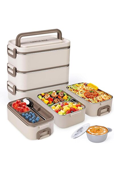 Winsoyya Winsoya 3 Compartment Snack Box, 2 Pack Stainless Steel Snack Contai...