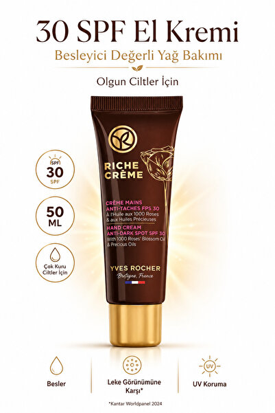Yves Rocher Spf 30 Anti-Blemish Nourishing Anti-Aging Hand Cream 50 ml - 30 V...