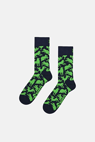 Happy Socks - Navy Blue Dog Patterned Cotton Socks