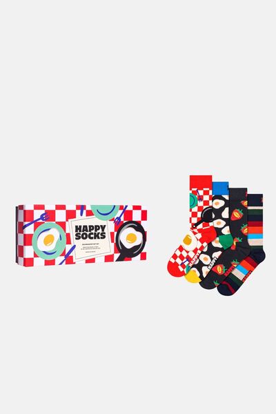 Happy Socks - Multi-Colored Set of 4 Food Patterned Cotton Socks