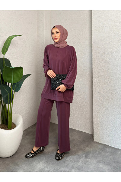 Mihran Butik Elegant Model Pike Fabric Women's Top and Bottom Set