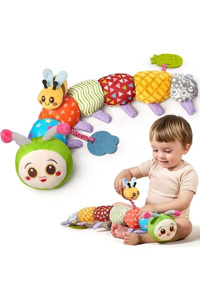 TUMAMA KIDS العاب حسية كاتربيلر من توماما، حيوان محشو للاطفال مع خشخيشة ورقية...