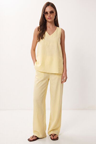 Lovelyİstanbul Modal Blouse Trouser Set Lmc0059 Yellow