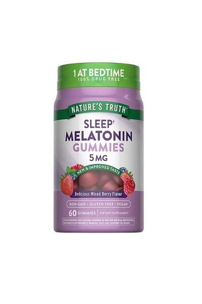Nature's Truth Sleep Melatonin Gummies, 5mg, Mixed Berry Flavor, 60 Count, Ve...