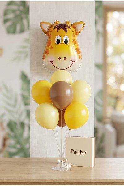 Partixa Safari Giraffe Head Balloon Stand Set |   Transparent 7-Piece Stand +...