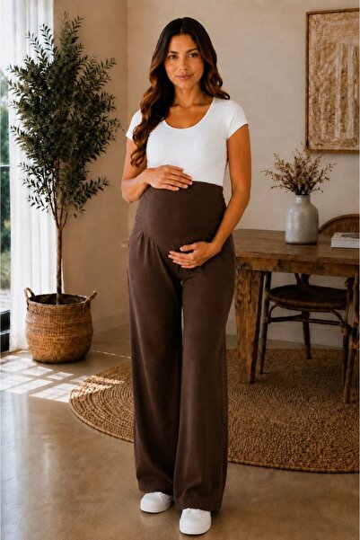 Maison La Femme Women's High Waist Pleated Hidden Pocket Relaxed Fit Wide Leg...