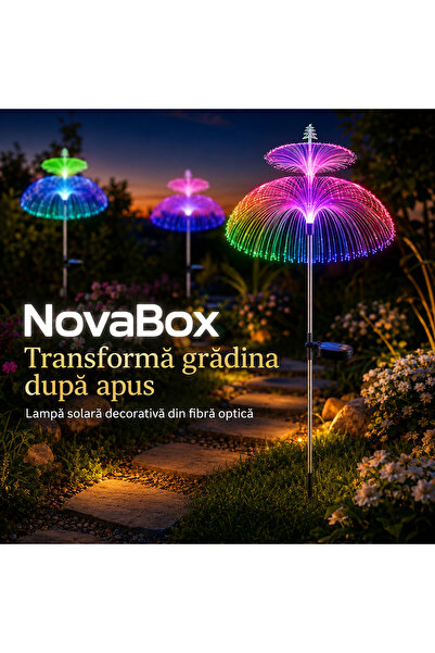NovaBox Lampă solară decorativă de grădină NB-017, fibră optică, lumină multi...
