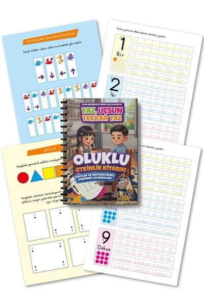 Gong 3-6 Yaş Oluklu Sayılar ve Matematiksel Düşünme Yaz-Sil Etkinlik Kitabı