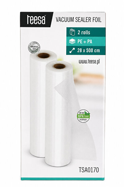 Teesa Set 2 Role Pungi Vidat 28×500 cm – Folie Gofrată pentru Aparat de Vidat