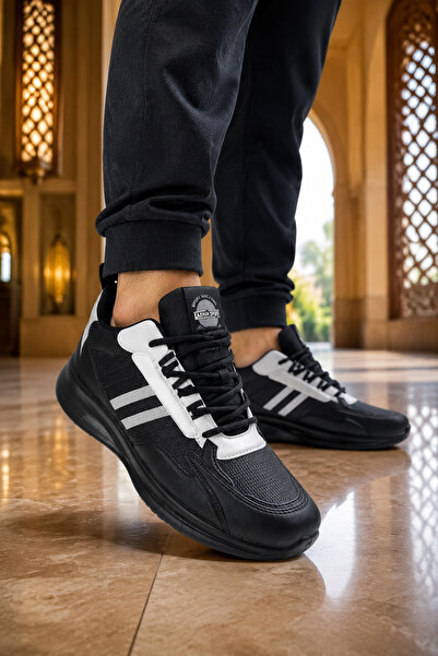 Generic Brand Men 3‑Stripes Mesh Lace‑Up Sneakers, Platform Cushioned Lightwe...