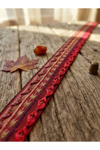 satab Fransız Etnik Desenli Jakar Kurdele / Özel Gün Süsleme Şeridi 30mm -25M...