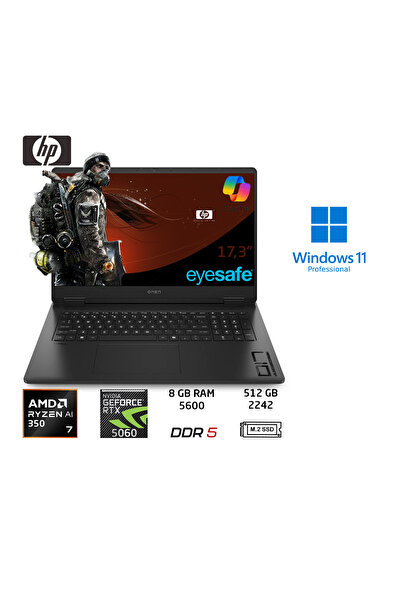 HP Omen 17-DB1015NT Ryzen Ai 7-350 8GB 512Gb RTX5060 8gb 17.3 144hz W11 Pro C...