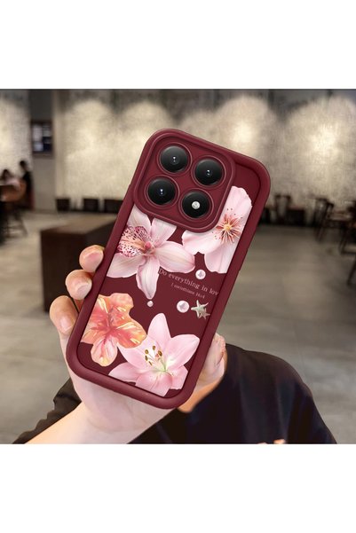 Hontinga Mi 15t Compatible Case Camera Protector Floral Case Burgundy Lover C...