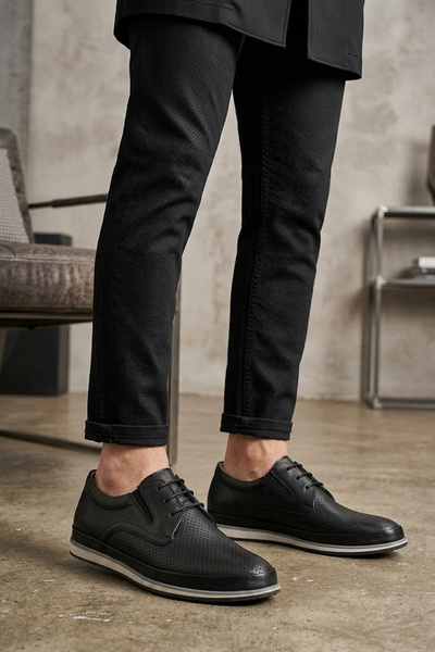 SOLMAZ Cool Men 62323 Black Genuine Leather Men's Shoes