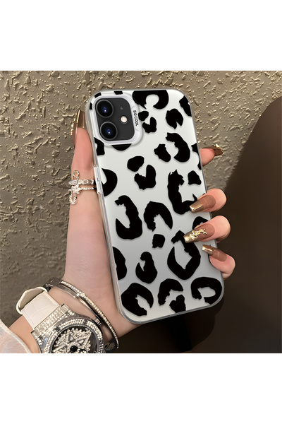 CHICASELUX iPhone 12/12 Pro Compatible Black Leopard Print Silicone Phone Cas...