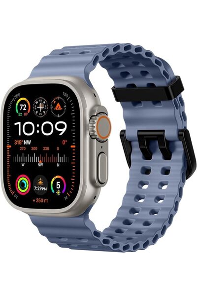 Upeak سوار حلقة رياضية من يوبيك لآبل ووتش ألترا من السيليكون باللون الأسود لل...