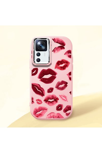 Hontinga Mi 12t Compatible Case Camera Protector Pink Kiss Patterned Silicone...
