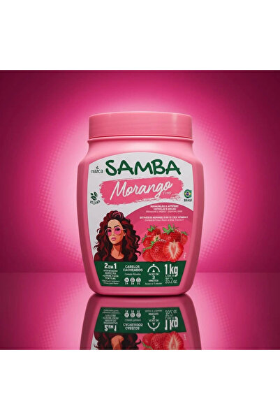 Samba كريم نازكا البرازيلي بالفراولة 2 في 1، مرطب مكثف ومصفف للشعر
