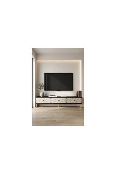 Vivense ALFA TV SEHPASI ANTRASİT TRAVERTEN GOLD 180 CM TSA1897ATG