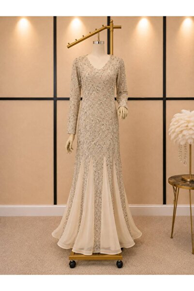 GORI FASHION فستان ساتر مزين بترتر