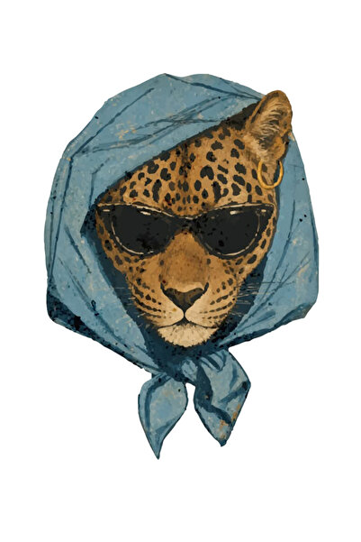 MegaSticker Cool Leopard Sticker with Headscarf for Car, Motorcycle, Helmet, ...