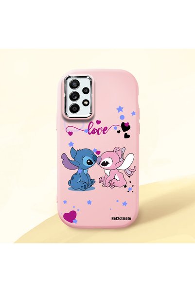 Hontinga Samsung Galaxy A52 Compatible Case Camera Protective Pink Stitch Pat...