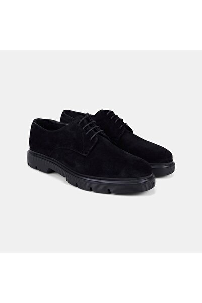 Desa Men's Black Lace-Up Thick-Soled Suede Classic Shoes