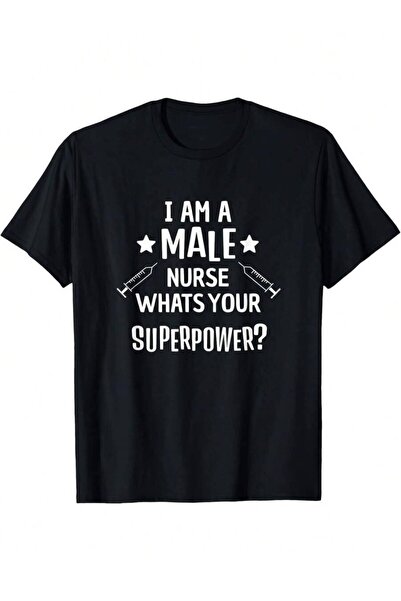 26LIK Men'S I'M A Male What'S Your Superpower T Shirt Casual Crew Neck Loose ...
