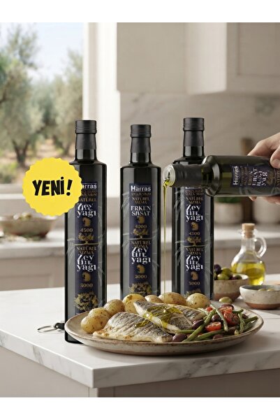 Harras Erken Hasat Soğuk Sıkım Natürel Sızma Zeytinyağı 500 ml x 3 Adet - 3'l...