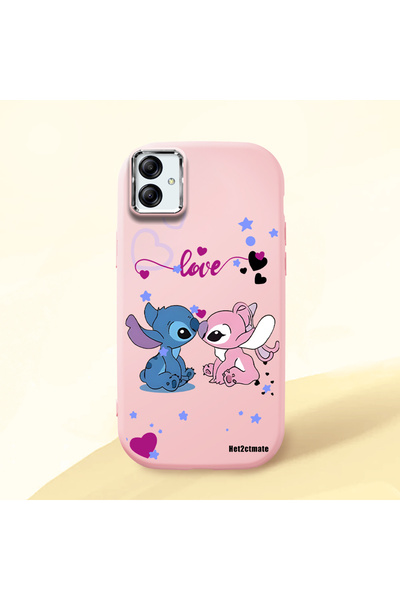 Hontinga Samsung Galaxy A03 Compatible Case Camera Protective Pink Stitch Pat...