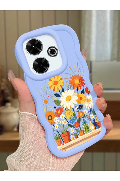 Hontinga Redmi 13X Compatible Case Camera Protector Blue Silicone Lover Coupl...
