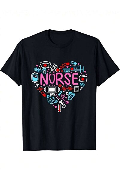 k222 Nurse Love RN Nursing Thank You Gift T-Shirt - Unisex Loose Fit Slogan S...