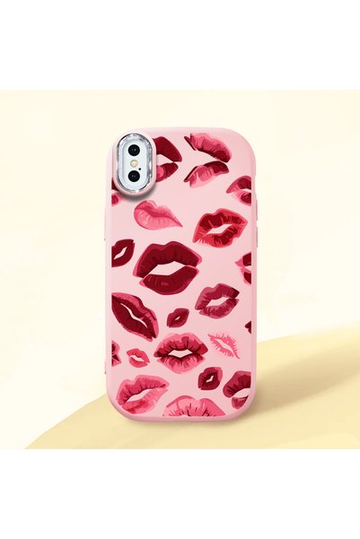 Hontinga iPhone XS Max Compatible Case Camera Protector Pink Kiss Patterned S...