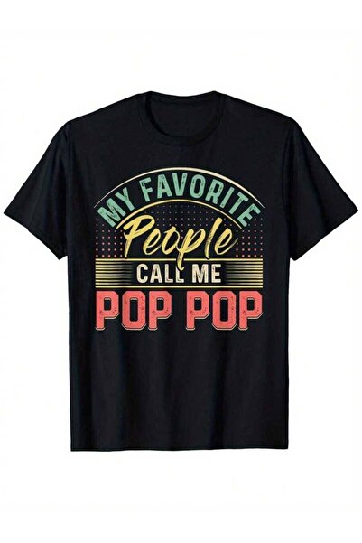 25W تي شيرت أسود بتصميم عتيق الطراز يحمل عبارة "MY FAVORITE People CALL ME PO...