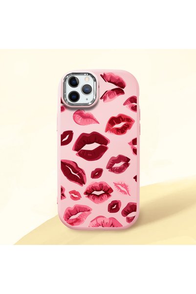 Hontinga iPhone 11 Pro Max Compatible Case Camera Protector Pink Kiss Pattern...