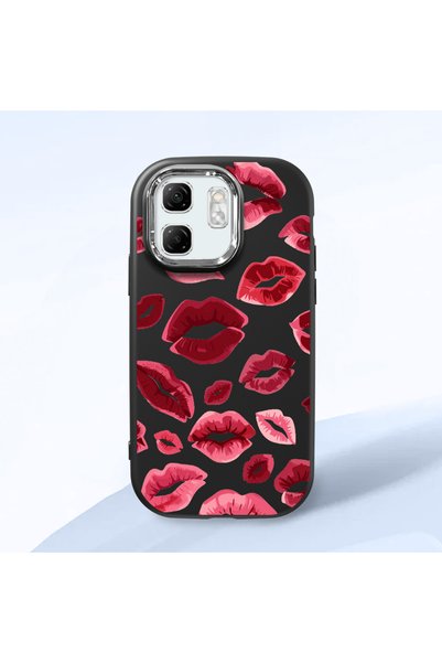 Hontinga Infinix Hot 50I Compatible Case Camera Protective Black Kiss Pattern...