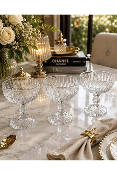 Raneel Kazançlı Alışveriş 3-Piece Lavin Crystal Glass Pudding Serving Bowl