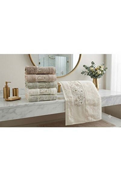 Pupilla Bamboo Embroidered Towel 6 Pieces 50*90 Karla Papatya