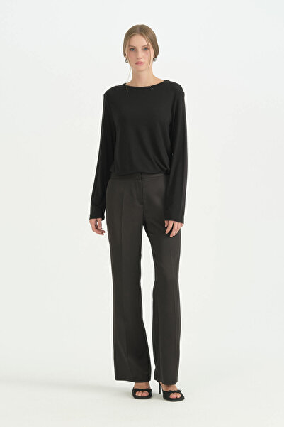 Nihan Stylish Pants with Ironing Marks - Black