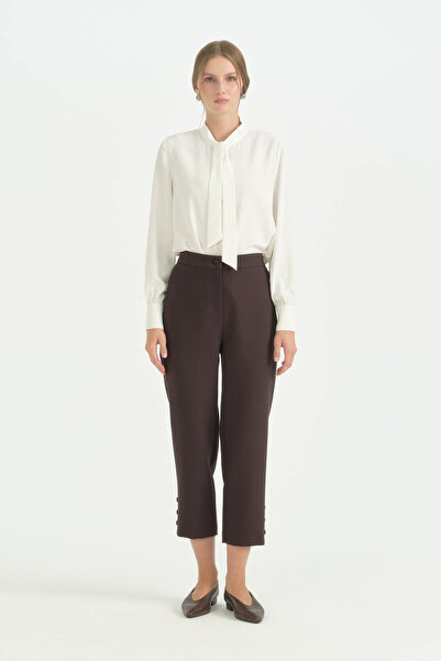 Nihan Pipe Leg Viscose Trousers - Brown