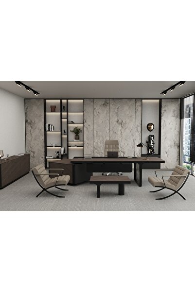 Vivense TRENCH OFİS MASA TAKIMI, SAĞ, REMBRAND SİYAH, 275 CM