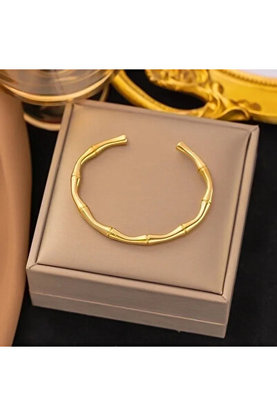 ANGELSS JEWELLERY Bamboo Gold Steel Handcuff Bracelet Bone Bracelet Handcuff ...
