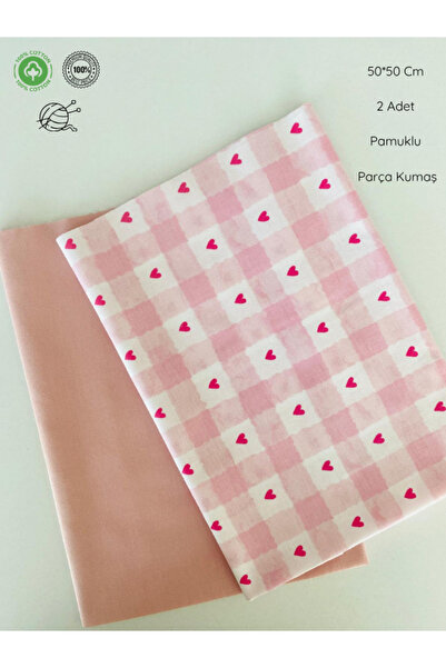 seyranat 2 Pieces, Width 50 Cm, Pink Heart, Plain Powder Color Bag, Wallet, C...