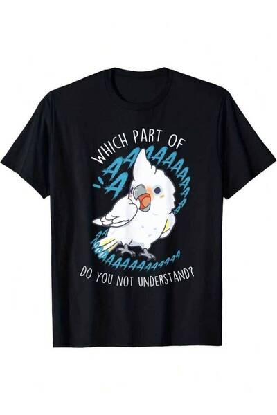 25W Men'S Plus Size Goffin'S Cockatoo Parrot "Ahhh" Graphic T-Shirt - Black R...
