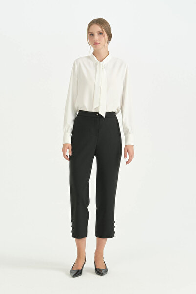 Nihan Pipe Leg Viscose Trousers - Black