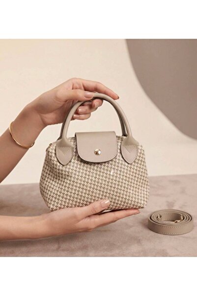 addy Snap Closure Patterned Mini Hand and Shoulder Bag with Strap
