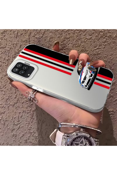 CHICASELUX Samsung Galaxy A12/M12 Compatible Racing Car Red Black Stripe Patt...