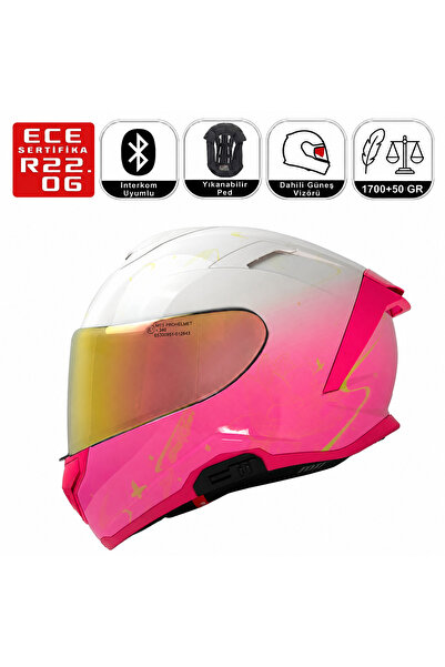 MTS X340 Sweet Women Motosiklet Kaskı Güneş Vizörlü Kadın Full Face Kask